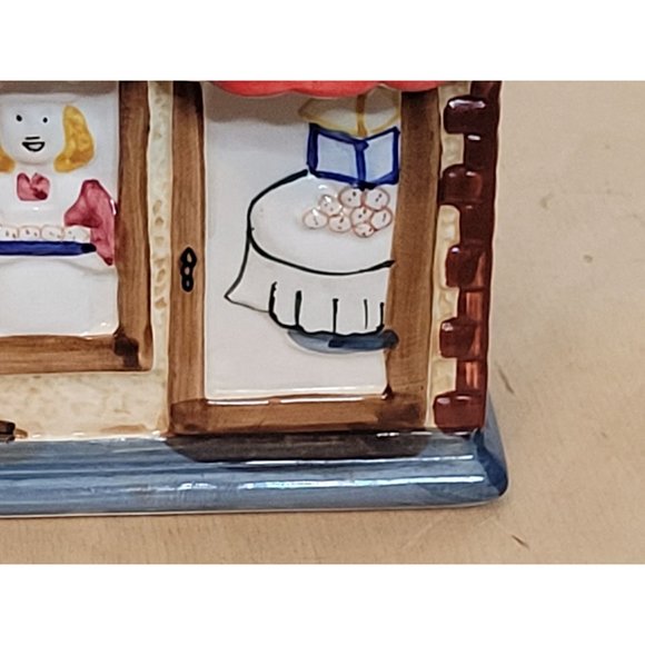 Vintage Mrs Fields Cookie Jar Storefront 3D Ceramic Rubber Seal on Lid 7.75x7x5 - Picture 3 of 11